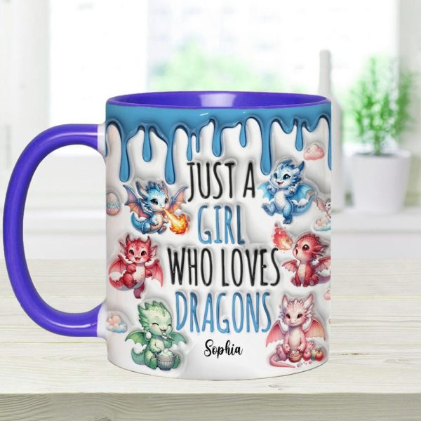 Just A Girl Who Loves Dragons - Personalized Dragon Accent Mug