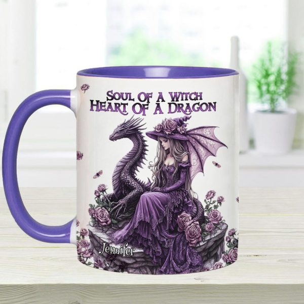 Soul Of A Witch Heart Of A Dragon - Personalized Dragon Accent Mug