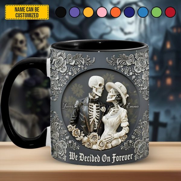 Skull Couple - Personalized Couple Accent Mug, Gift For Couple