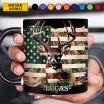 Deer Hunting American Flag - Personalized Hunting Accent Mug