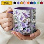 Personalized Beautiful Butterfly Floral Accent Mug