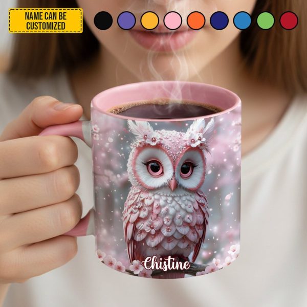 Pink Owl - Personalized Owl Accent Mug
