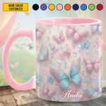 Personalized Colorful Butterflies Accent Mug