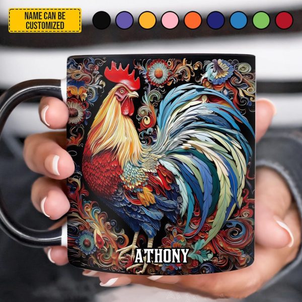 Personalized Rooster Accent Mug