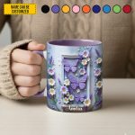 Personalized Butterfly Floral Accent Mug