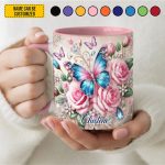 Personalized Butterfly & Rose Accent Mug
