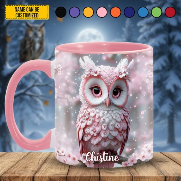 Pink Owl - Personalized Owl Accent Mug