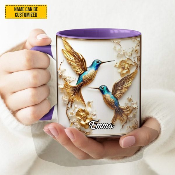 Personalized Beautiful Hummingbird Accent Mug