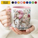 Personalized Floral Elephant Accent Mug