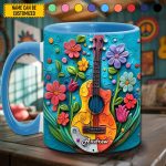 Guitar Flowers - Personalized Guitar Accent Mug