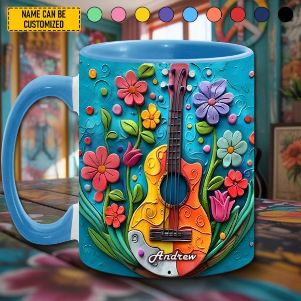 Guitar Flowers - Personalized Guitar Accent Mug