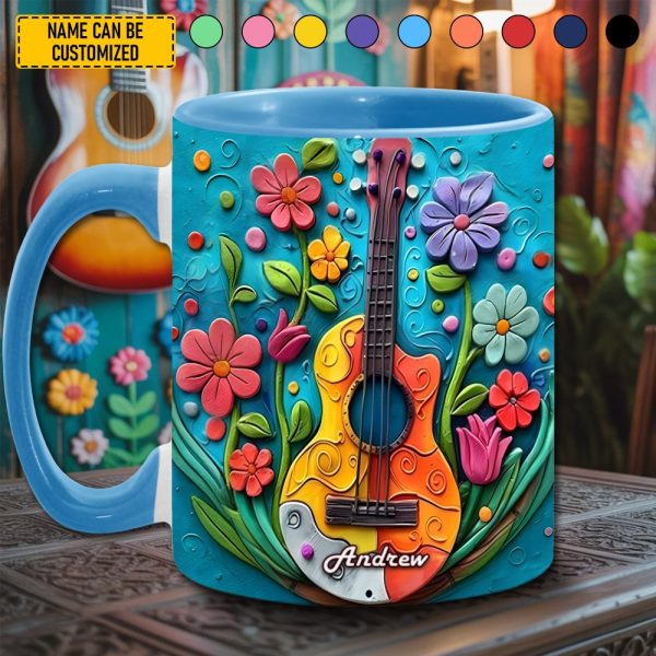Guitar Flowers - Personalized Guitar Accent Mug