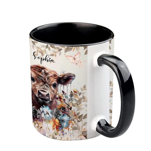 Floral Cow - Personalized Accent Mug