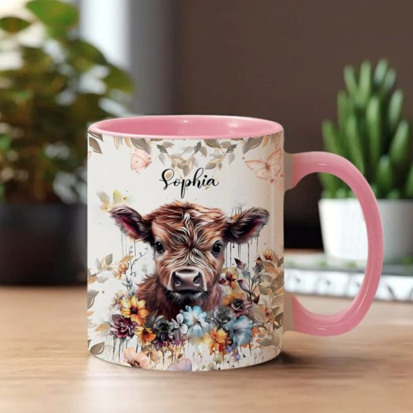 Floral Cow - Personalized Accent Mug