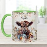 Floral Cow - Personalized Accent Mug