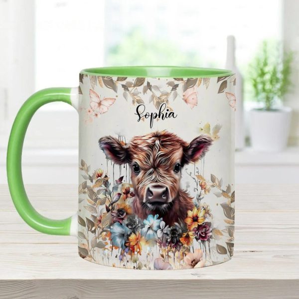 Floral Cow - Personalized Accent Mug