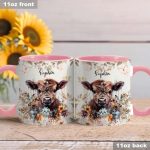 Floral Cow - Personalized Accent Mug