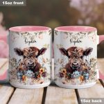 Floral Cow - Personalized Accent Mug