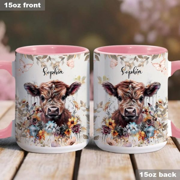 Floral Cow - Personalized Accent Mug