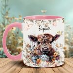 Floral Cow - Personalized Accent Mug