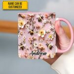 Flower And Bee - Personalized Accent Mug
