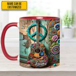 Guitar & Hippie Accent Mug - Personalized Accent Mug