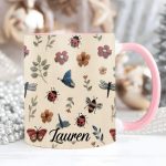 Bee Butterflies Flower - Personalized Accent Mug