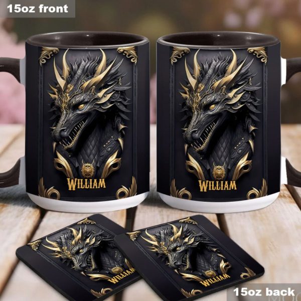 Black Dragon - Personalized Dragon Accent Mug