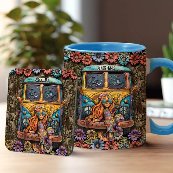 Hippie Girl - Personalized Hippie Accent Mug