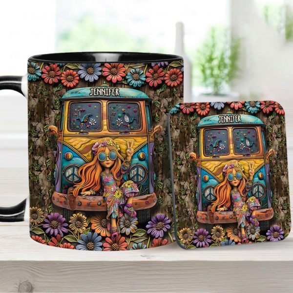Hippie Girl - Personalized Hippie Accent Mug