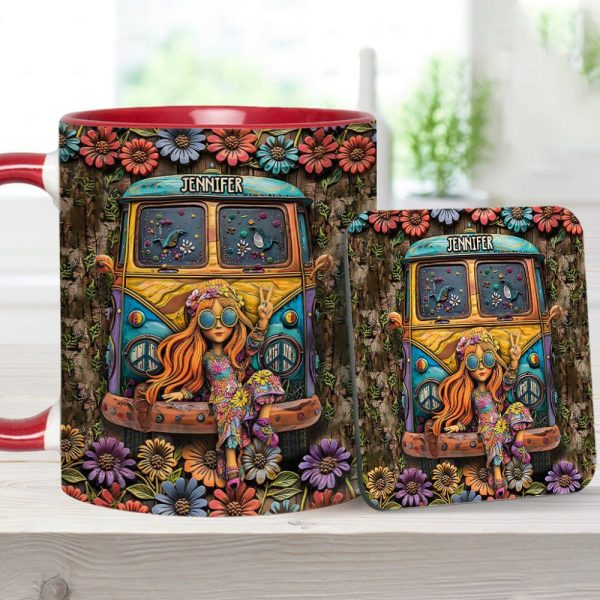 Hippie Girl - Personalized Hippie Accent Mug