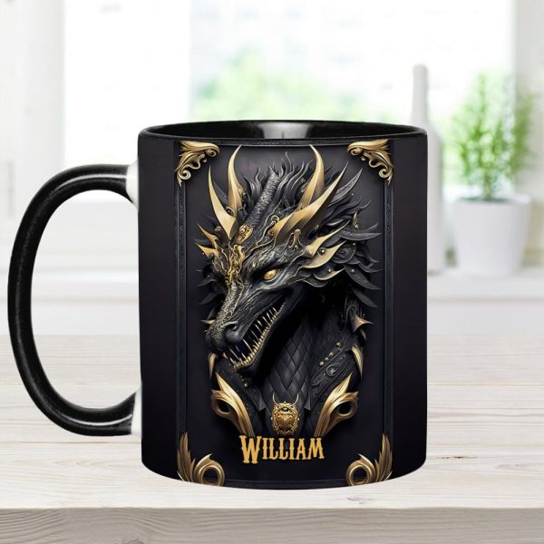 Black Dragon - Personalized Dragon Accent Mug