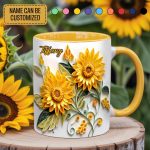 Personalized Sunflower Accent Mug