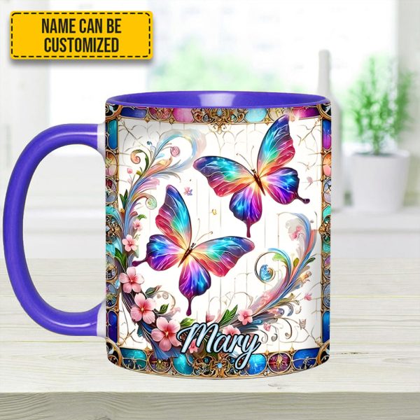 Beautiful Butterflies - Personalized Butterfly Accent Mug
