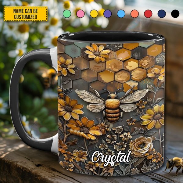 Bee Garden Flowers - Personalized Accent Mug
