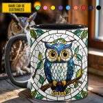 Personalized Stained Glass Owl Accent Mug