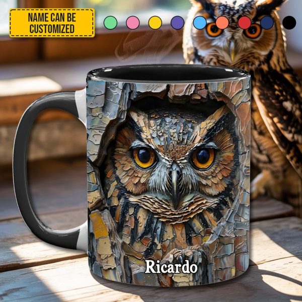 Owl In Tree - Personalized Owl Accent Mug