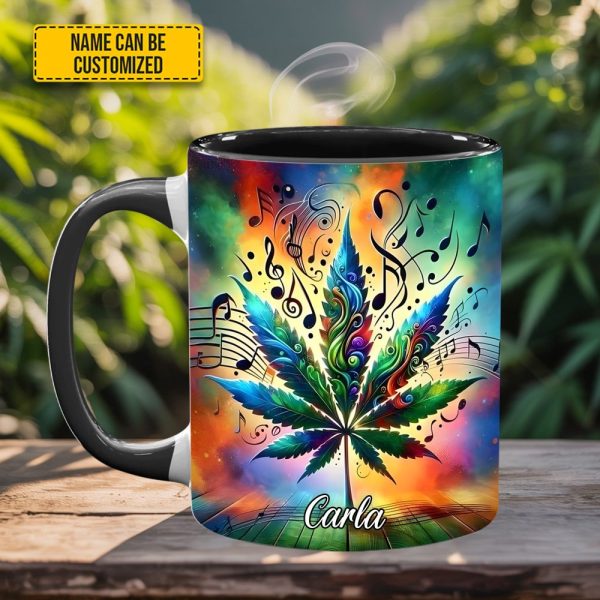 Personalized Music & Weed Vibes Accent Mug