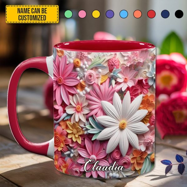 Colorful Flower - Personalized Accent Mug