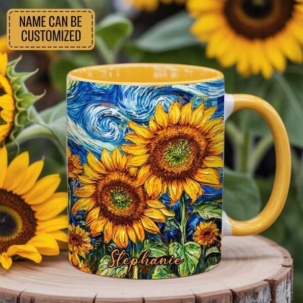 Starry Bloom – Personalized Sunflower Accent Mug