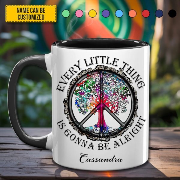 Every Little Thing Is Gonna Be Alright - Personalized Hippie Accent Mug