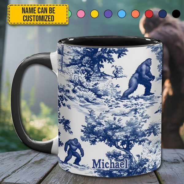 Bigfoot Sasquatch Print Forest Toile Funny - Personalized Accent Mug