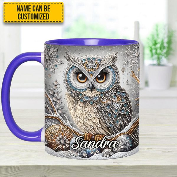 Beautiful Owl Diamond - Personalized Owl Accent Mug