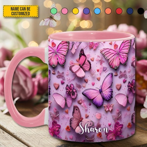 Personalized Beautiful Butterflies Accent Mug