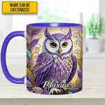 Whimsical Owl Diamond - Personalized Owl Accent Mug