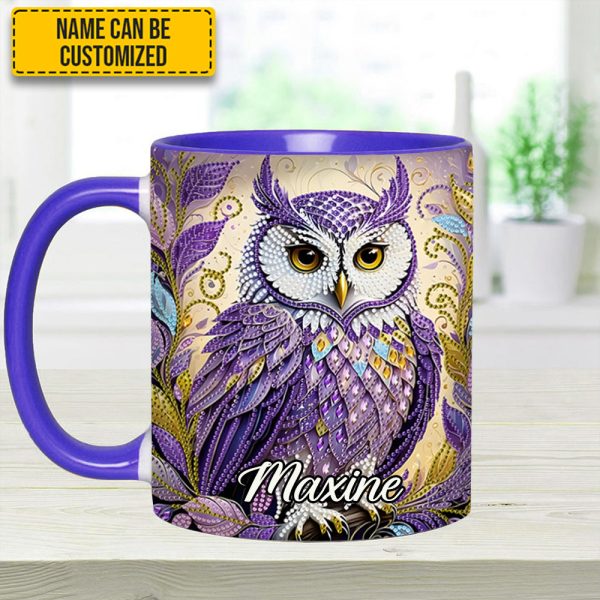 Whimsical Owl Diamond - Personalized Owl Accent Mug