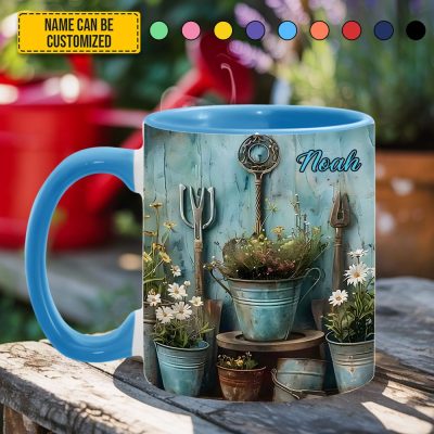Gardening Tool & Floral  - Personalized Gardening Accent Mug