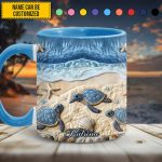 Ocean Waves Turtle - Personalized Turtle Accent Mug