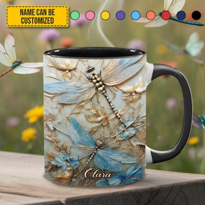 Dragonflies Accent Mug - Personalized Accent Mug