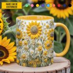 Personalized Sunflowers Accent Mug